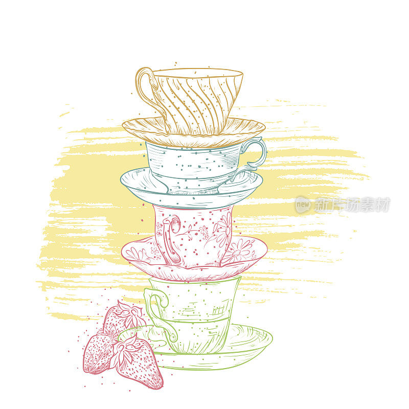 Vintage Style Hand Drawn Tea With Texture